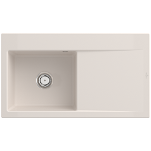 Villeroy und Boch Subway Style 50 Einbauspüle 335201KR links, mit Ablaufgarnitur, 900 x 510 mm, Handbetätigung, crema CeramicPlus