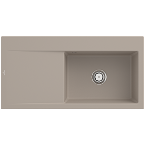 Villeroy und Boch Subway Style 60 Einbauspüle 336101AM Becken rechts, Ablaufgarnitur mit Handbetätigung, 1000 x 510 mm, Almond