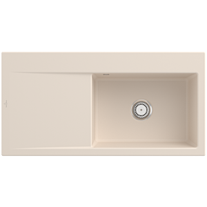 Évier encastrable Villeroy et Boch Subway Style 60 336101FU vasque à droite, garniture de vidange avec commande manuelle, 1000 x 510 mm, Ivoire