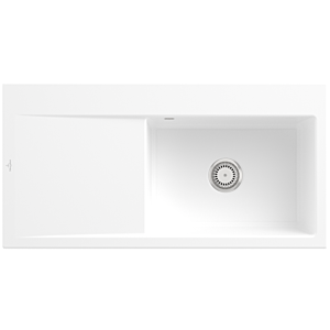 Villeroy and Boch Subway Style 60 built-in sink 336101RW basin right, drain fitting with manual operation, 1000 x 510 mm, Stone White