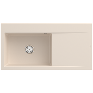 Villeroy und Boch Subway Style 60 Einbauspüle 336201FU Becken links, Ablaufgarnitur mit Handbetätigung,  1000 x 510 mm, Ivory