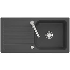 Évier Villeroy &amp; Boch Linara 60 à plat, encastré, référence 33862Fi4, avec bonde excentrée, revêtement CeramicPlus graphite