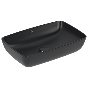 Villeroy und Boch Artis Aufsatzwaschtisch 417258R7 58x38cm, eckig, ohne Hahnlochbank, ohne Überlauf, Pure black C-plus