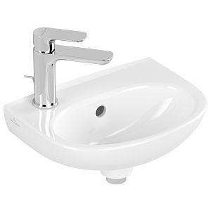Villeroy and Boch O.novo washbasin 43403L01 36x27.5cm, oval, without overflow, tap hole punched through on the right, white