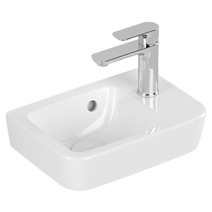 Villeroy und Boch O.novo Handwaschbecken 434336R1 36x25cm, eckig, Becken links, mit Hahnloch, mit Überlauf, weiß C-plus