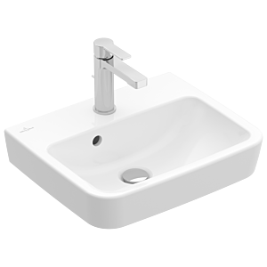 Villeroy und Boch O.novo Handwaschbecken 434447R1 45 x 37 cm, eckig, ohne Hahnloch, mit Überlauf, weiß C-plus