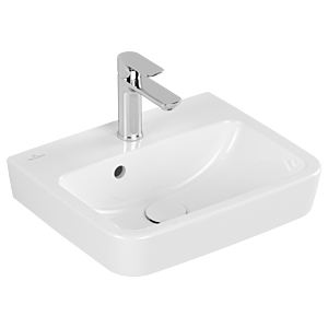 Villeroy und Boch O.novo Handwaschbecken 434445T2 45x37cm, eckig, mit Hahnloch, mit Überlauf, weiß AntiBac C-Plus