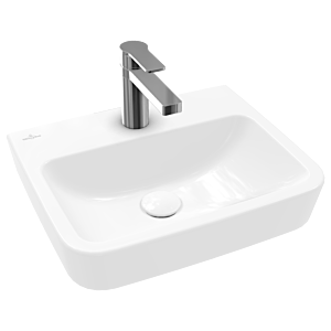 Villeroy and Boch O.novo built-in / top Cloakroom basin 43444LT2 45x37cm, square, without tap hole, with overflow, white AntiBac C-plus