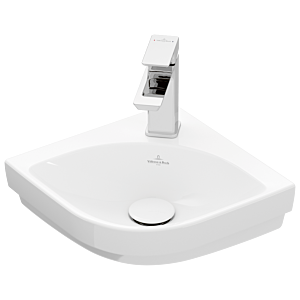 Villeroy and Boch Subway 3.0 corner Cloakroom basin 437146R1 32cm leg length, with tap hole / without overflow, white C-plus