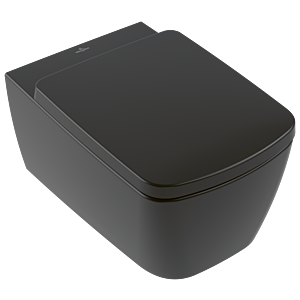 Villeroy &amp; Boch Finion wall-hung deep-flush toilet 4610T0R7 37x56cm, rimless, pure black C-Plus
