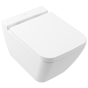 Abattant de toilette Villeroy &amp; Boch Finion 9M88S1RW blanc pierre, céramique plus, à démontage rapide, fermeture amortie, charnières en acier inoxydable