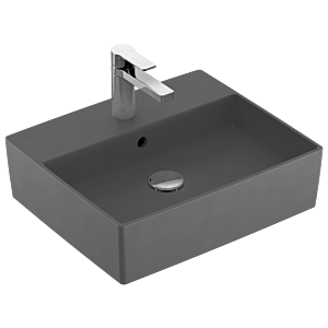 Villeroy & Boch Memento 2.0 Aufsatzwaschtisch 4A0750I4 50 x 42 cm, Graphite C-plus, mit Hahnloch, mit Überlauf