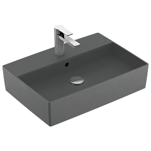 Villeroy & Boch Memento 2.0 Aufsatzwaschtisch 4A0760I4 60 x 42 cm, Graphite C-plus, mit Hahnloch, mit Überlauf