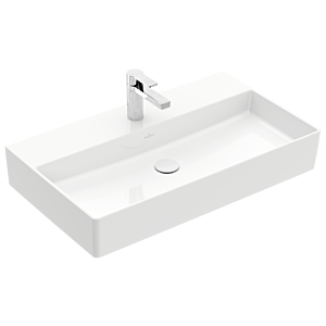 Villeroy & Boch Memento 2.0 Waschtisch 4A228LR1 80 x 47 cm, weiß alpin C-plus, mit Hahnloch, ohne Überlauf