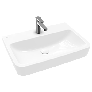Villeroy und Boch O.novo Einbau-/Aufsatz-Waschtisch 4A41KLR1 65 x 46 cm, 1 Hahnloch, eckig, ohne Überlauf, weiß C-plus