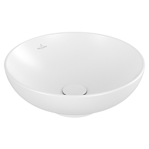 Villeroy und Boch Loop & friends Aufsatz-Waschtisch 4A4600RW d= 42cm, ohne Hahnlochbank, mit Überlauf, Stone White C-plus