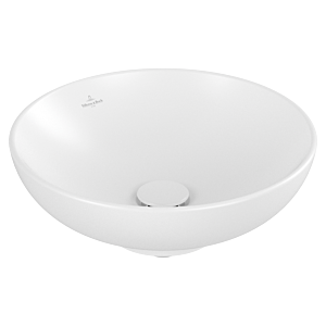 Villeroy et Boch Loop &amp; friends vasque à poser 4A4601RW d= 42cm, sans banc de robinetterie, sans trop-plein, Stone White C-plus