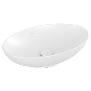 Villeroy et Boch Loop &amp; friends vasque à poser 4A4701RW 56x38cm, ovale, sans banc de robinetterie, sans trop-plein, Stone White C-plus