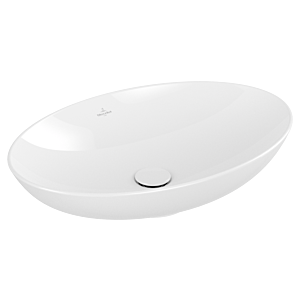 Villeroy et Boch Loop &amp; friends vasque à poser 4A4800R1 62x42cm, ovale, sans banc de robinetterie, avec trop-plein, blanc C-plus