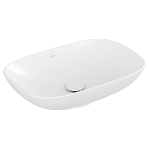 Villeroy et Boch Loop &amp; friends vasque à poser 4A4901RW 56x38cm, sans banc de robinetterie, sans trop-plein, Stone White C-plus