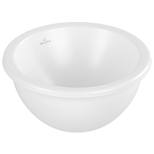 Villeroy and Boch Loop &amp; friends undermount washbasin 4A5100RW round, without tap hole bank, with overflow, Ø 33 cm, stone white C-plus