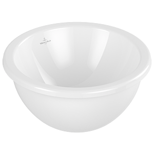 Villeroy and Boch Loop &amp; friends undermount washbasin 4A5101R1 round, without tap hole bench, without overflow, Ø 33 cm, white C-plus