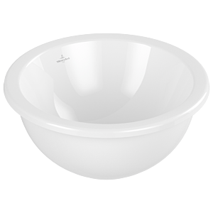 Villeroy et Boch Loop &amp; friends 4A5200R1 rond, sans rangée de trous pour robinetterie, avec trop-plein, Ø 38 cm, blanc C-plus