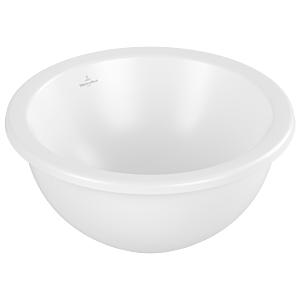 Villeroy and Boch Loop &amp; friends undermount washbasin 4A5201RW round, without tap hole bench, without overflow, Ø 38 cm, stone white C-plus