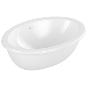 Villeroy et Boch Loop &amp; friends 4A540001 ovale, sans trou pour robinetterie, avec trop-plein, 48,5 x 32,5 cm, blanc