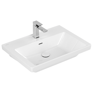 Villeroy und Boch Subway 3.0 Schrank-Waschtisch 4A7065R1 65x47cm, mit 1 Hahnloch/mit Überlauf, weiß C-plus