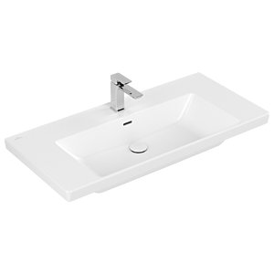 Villeroy et Boch Subway 3.0 lavabo 4A70A5RW 100x47cm, avec 2000 trou du robinet / avec trop - plein, pierre blanche C-plus