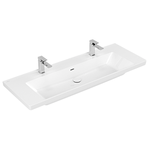 Villeroy und Boch Subway 3.0 Schrank-Waschtisch 4A70D401 130x47cm, mit 2 Hahnlöcher/mit Überlauf, weiß