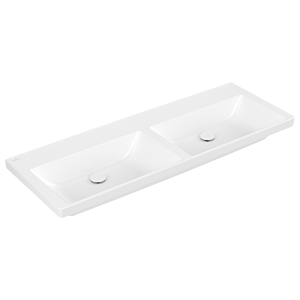 Villeroy et Boch Subway 3.0 double vasque 4A71D3RW 130x47cm, sans trou pour robinet / sans trop-plein, stone white C-plus