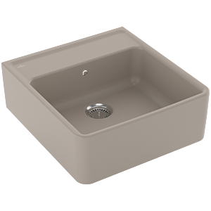 Villeroy and Boch single basin sink 632061AM waste set, manual operation, mounting kit, Almond