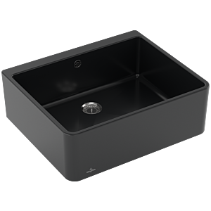 Évier Villeroy &amp; Boch à une cuve 636001R7 avec bonde, ouverture manuelle, noir pur