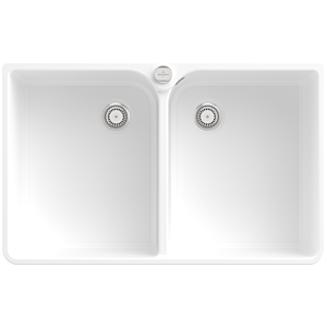 Villeroy und Boch Spülstein Doppelbecken 638002RW Ablaufgarnitur mit Exzenterbetätigung, Stone White