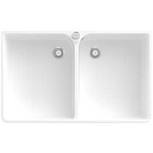 Villeroy und Boch Spülstein Doppelbecken 639002RW Ablaufgarnitur mit Exzenterbetätigung, Stone White