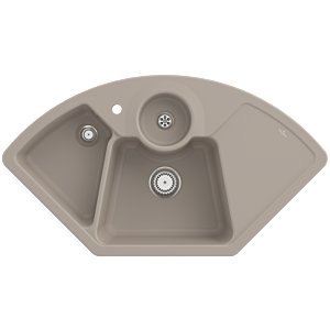 Villeroy and Boch Solo Corner Sink 670801AM Drain Fitting, Manual Operation, Waste Bowl, Almond