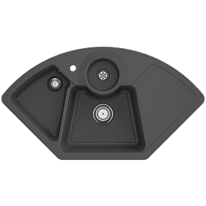 Villeroy und Boch Solo Eck Eckspüle 670801i4 Ablaufgarnitur, Handbetätigung, Resteschale, Graphit