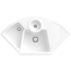 Villeroy und Boch Solo Eck Eckspüle 670801KG Ablaufgarnitur, Handbetätigung, Resteschale, Snow White