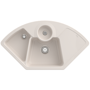 Villeroy und Boch Solo Eck Eckspüle 670801KR Ablaufgarnitur, Handbetätigung, Resteschale, Crema