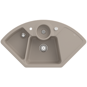 Villeroy and Boch Solo Eck Corner Sink 670802AM Drain Fitting, Eccentric Operation, Waste Bowl, Almond