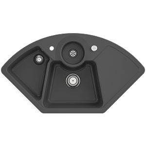 Villeroy and Boch Solo Eck Corner Sink 670802i4 Drain Fitting, Eccentric Operation, Waste Bowl, Graphite