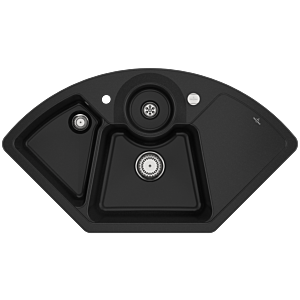 Villeroy et Boch Solo Eck évier d&#39;angle 670802J0 garniture de vidange , actionnement excentrique, bac à restes, chromite
