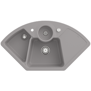 Villeroy and Boch Solo Eck Corner Sink 670802KD Drain Fitting, Eccentric Operation, Waste Bowl, Fossil