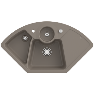 Villeroy and Boch Solo Eck Corner Sink 670802TR Drain fitting, eccentric operation, waste bowl, Timber