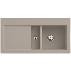 Villeroy and Boch Subway 60 built-in sink 671201AM right, with drain fitting and manual operation, 1000 x 510 mm, Almond