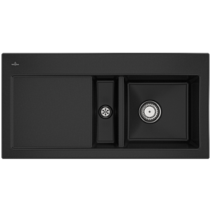 Évier encastrable Villeroy et Boch Subway 60 671201J0 à droite, avec garniture de vidage , 1000 x 510 mm, commande manuelle, chromite CeramicPlus