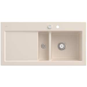 Villeroy &amp; Boch Subway 60 built-in sink 671202FU right, with drain fitting and eccentric operation, 1000 x 510 mm, Ivory