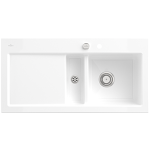 Villeroy &amp; Boch Subway 60 built-in sink 671202KG right, with drain fitting and eccentric operation, 1000 x 510 mm, Snow White